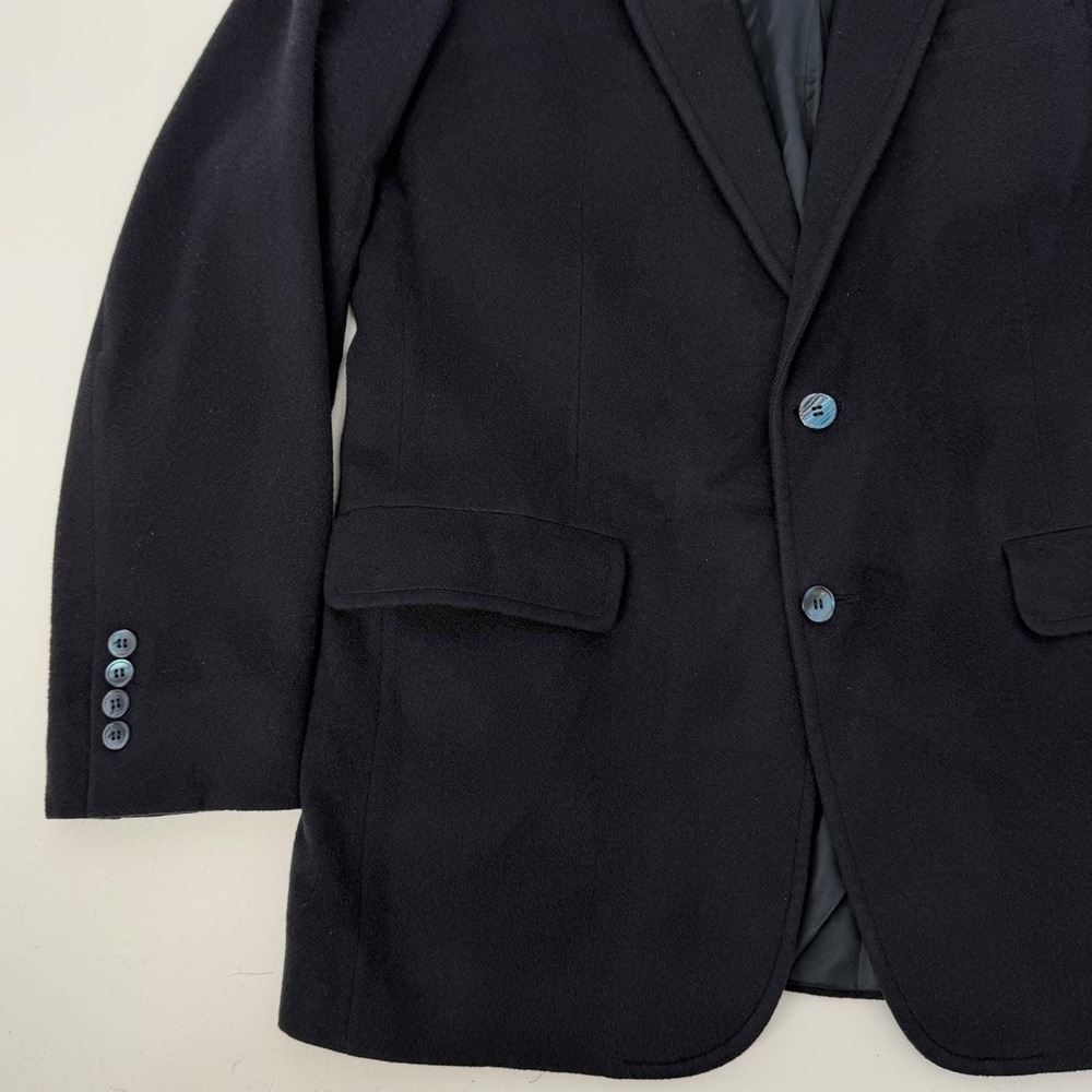 VTG 100% Cashmere Navy Blue Blazer USA Made Classic Tailored Sport Coat 44R - Picture 3 of 14